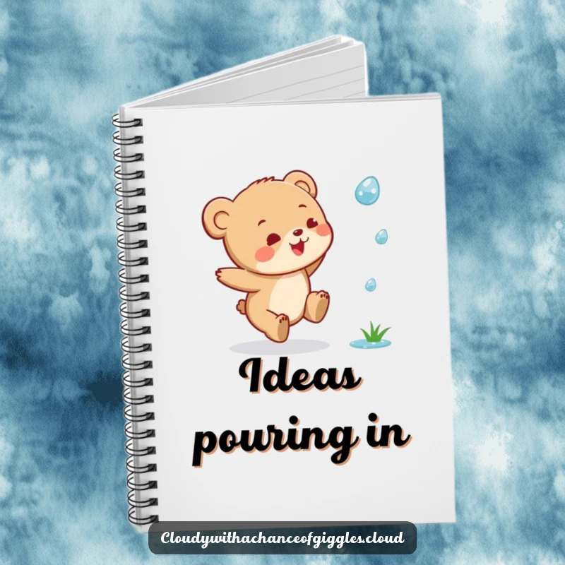 Funny Bear Cub Notebook: A small, joyful bear cub mid-leap, chasing a raindrop, perfect for notes and doodles.