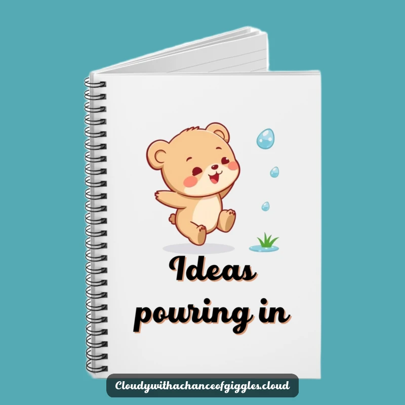 Funny Bear Cub Raindrop Notebook: Joyful Cover, Ideal Creative Funny Gift