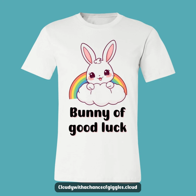 Funny Bunny Rainbow T-Shirt - Cheerful Cloud Peek, Great Gift