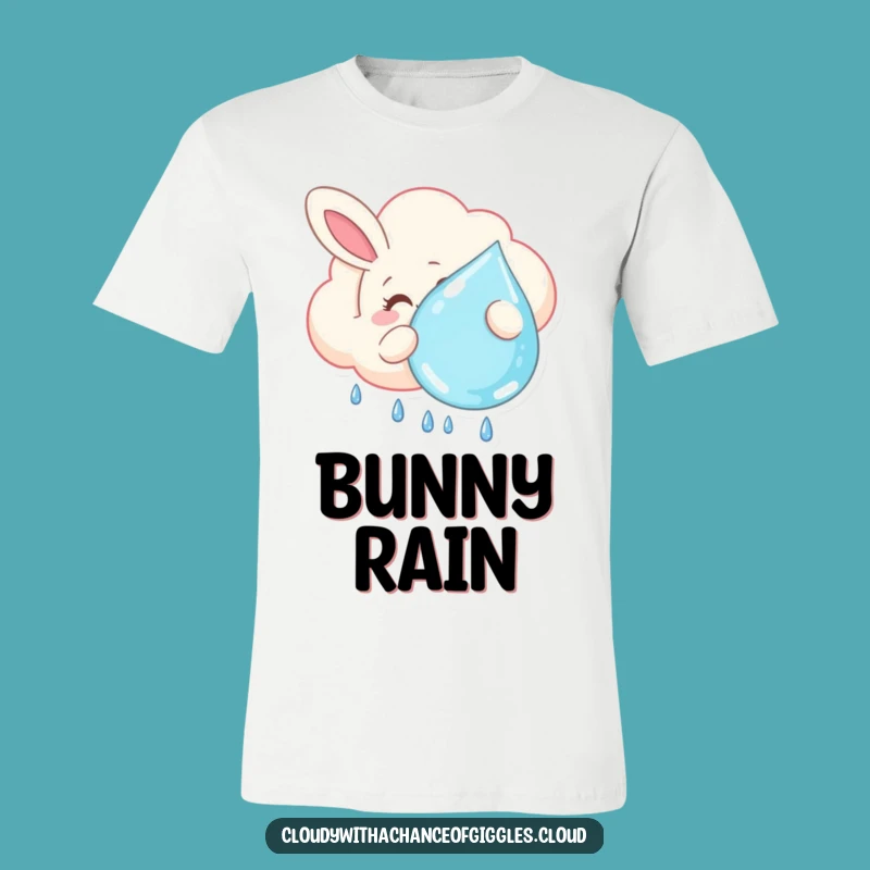 Funny Bunny Cloud T-Shirt - Lazy Floater with Raindrop Tee