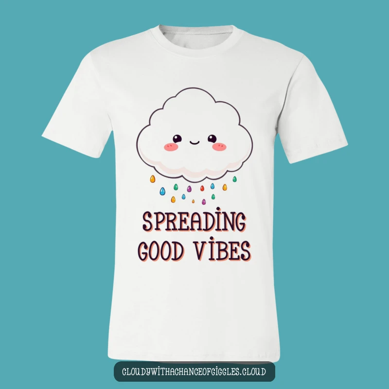 Funny Fluffy Cloud T-Shirt - Happy Rainbow Rain, Great Gift