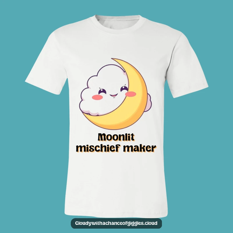 Funny Mischief Cloud T-Shirt - Hilarious Moon Peek Design for Jokers