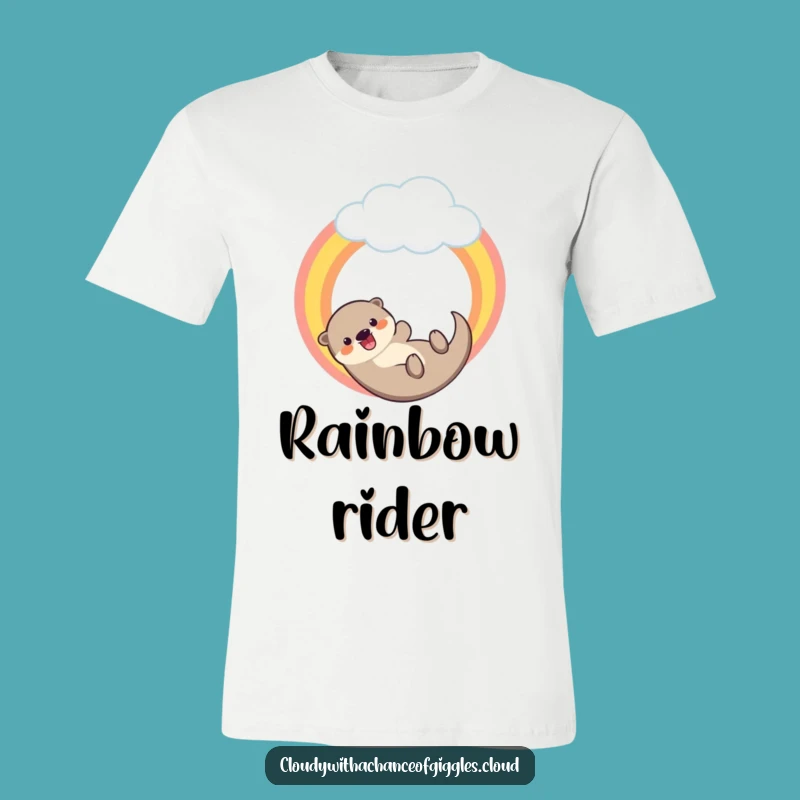 Funny Otter Rainbow Rider T-Shirt - Cheerful Animal Tee for Fun Lovers