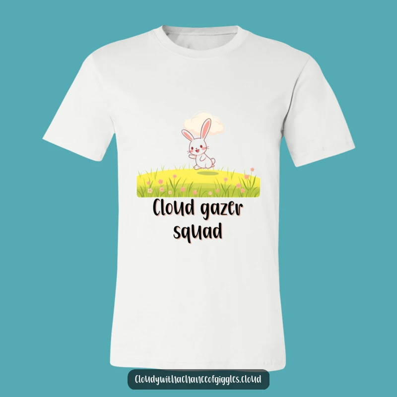 Funny Rabbit Hopping T-Shirt: Whimsical Cloud Friend, Ideal Funny Gift Apparel