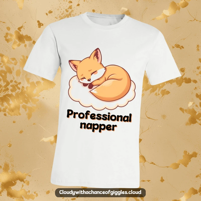 Funny sleepy fox napping on a cloud t-shirt, showcasing pure laziness and comfort. A hilarious wearable dream.