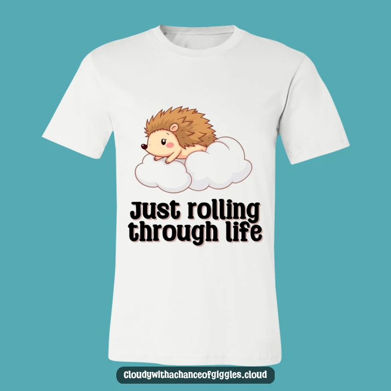 Funny Hedgehog Cloud T-Shirt: Rolling Fun & Comfy Animal Tee