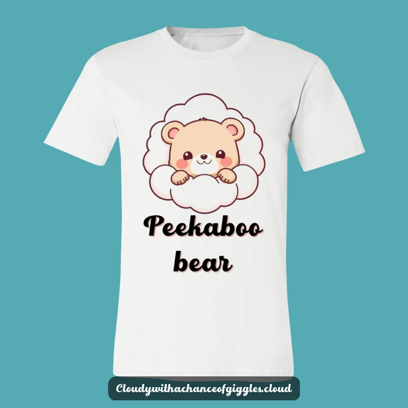 Funny Bear Cub Cloud T-Shirt: Adorable Peek-a-Boo Graphic Tee, Cute Gift!