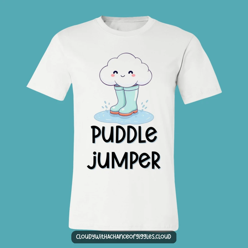 Funny Cloud Rain Boots T-Shirt - Humorous Weather Character Splash Tee!