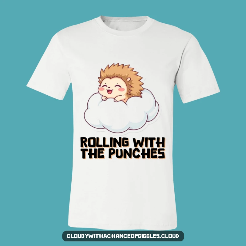Funny Hedgehog Cloud T-Shirt: Delighted Roller Tee, Great Funny Gift for Animal Lovers