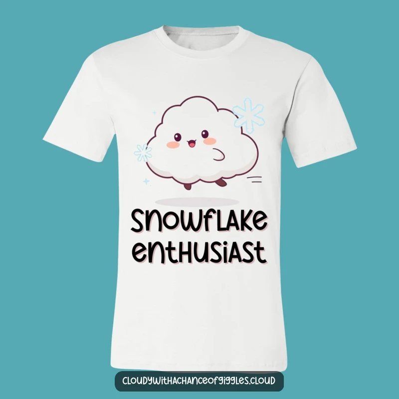 Funny Cloud Animal T-Shirt: Chasing Snowflake, Winter Joy Tee