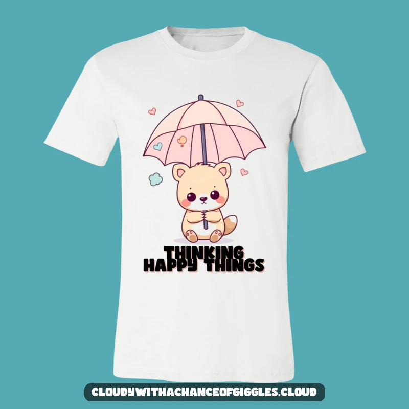 Funny Animal Happy Thoughts Umbrella T-Shirt: Wear Your Joyful Shield