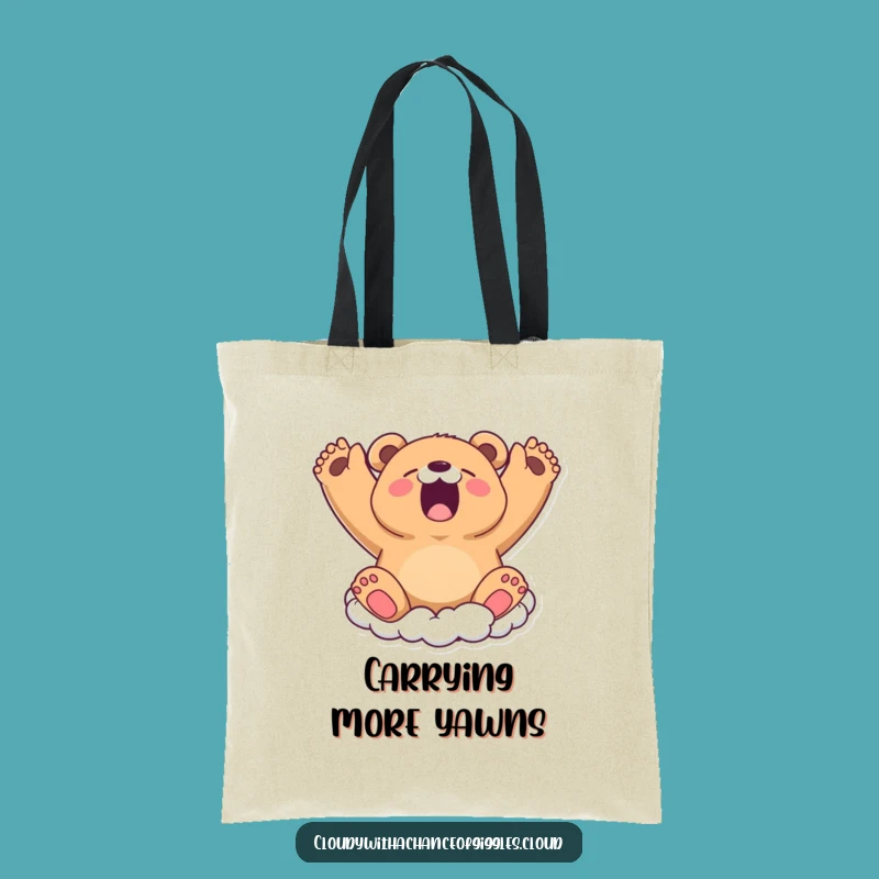 Funny Bear Cloud Yawn Tote Bag - Carry Your Cozy Vibes