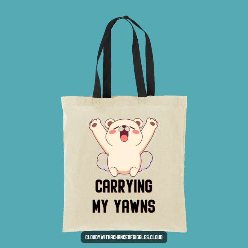 Funny Bear Cloud Yawn Tote Bag: Carry Your Essentials with Sleepy Style