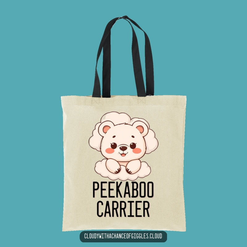 Funny Bear Cub Cloud Peek Tote Bag - Carry Your Cuteness!