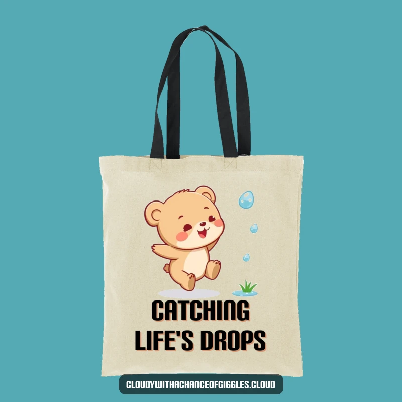 Funny Bear Cub Raindrop Tote Bag: Playful Design, Essential Cute & Funny Gift