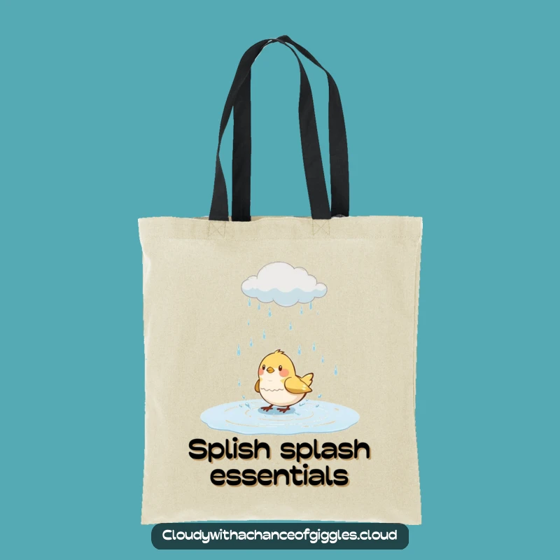 Funny Bird Splashing Tote Bag: Eco-Friendly Rain Cloud Style, Perfect Funny Gift Accessory