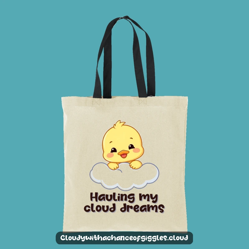 Funny Duckling Cloud Tote Bag: Charming Smiling Bird Bag, Perfect Funny Gift for Shoppers