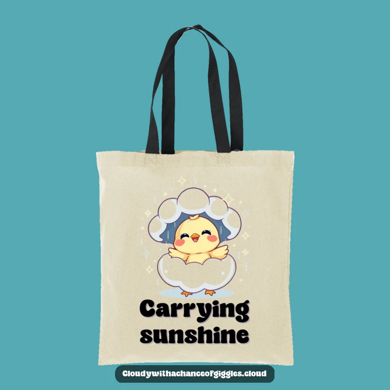 Funny Giggling Chick Cloud Tote Bag: Carry Sunshine and Smiles