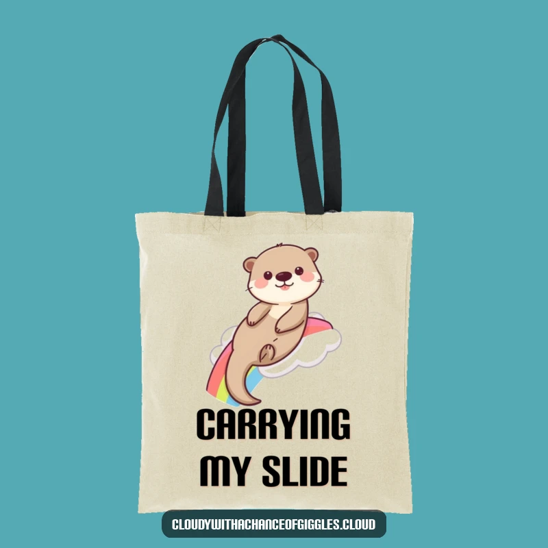 Funny Otter Rainbow Tote Bag: Carry Your Day with Cartoon Spirit