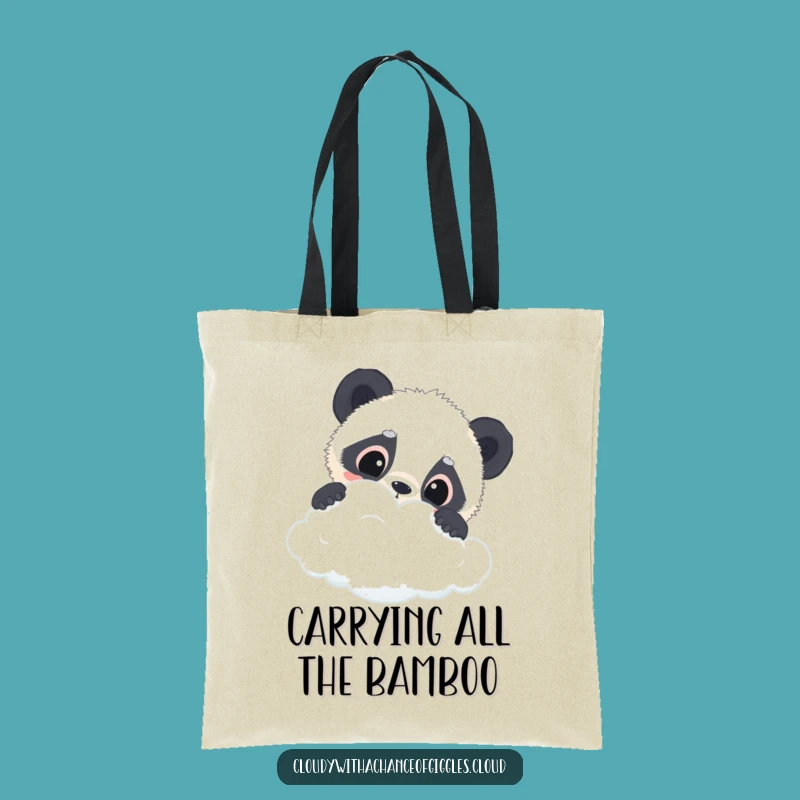 Funny Panda Cloud Tote Bag: Curious Cub Bag, Perfect Funny Gift for Shoppers