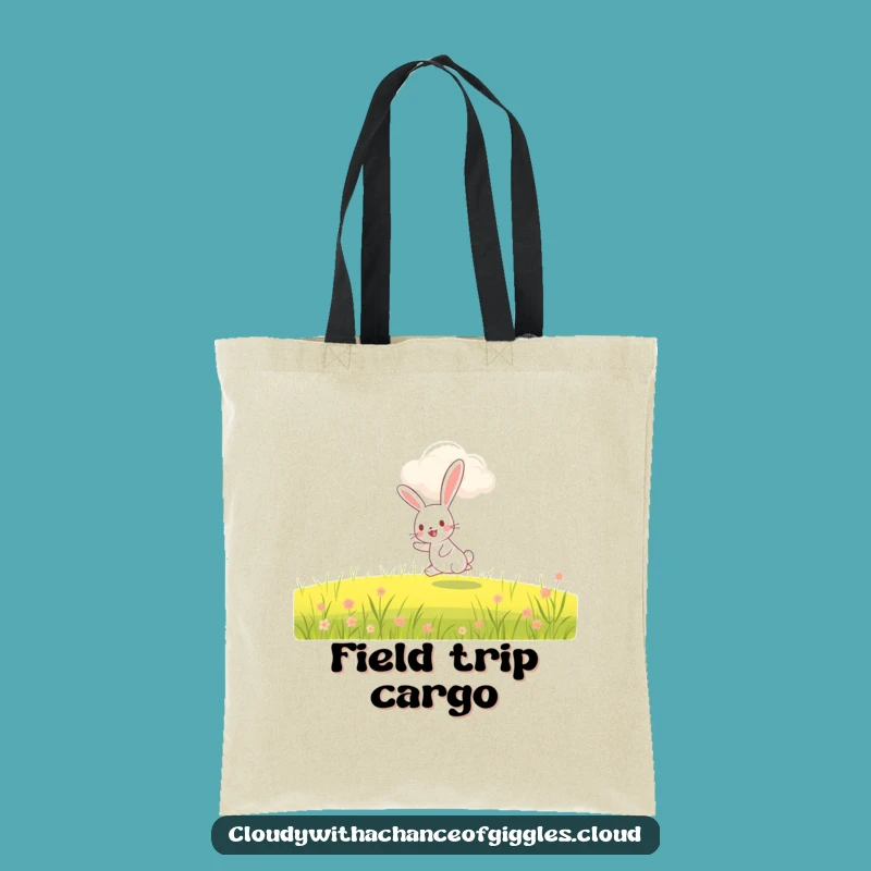 Funny Rabbit Hopping Tote Bag: Whimsical Meadow Style, Perfect Funny Gift Holder