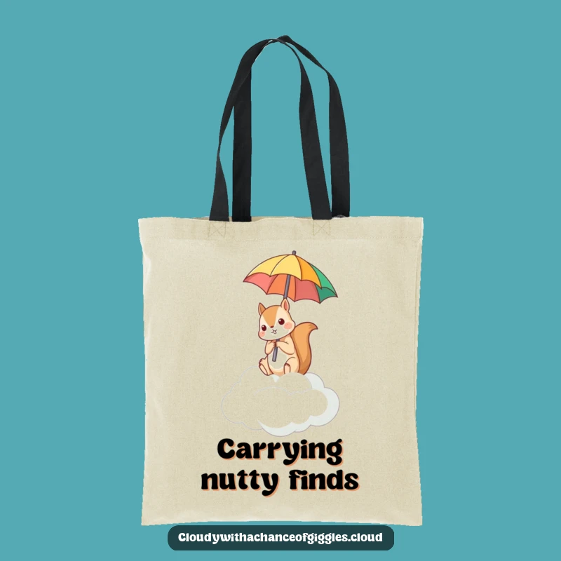 Funny Squirrel Umbrella Tote Bag: Quirky Carry-all, Upside Down Cloud Design Bag Gift!